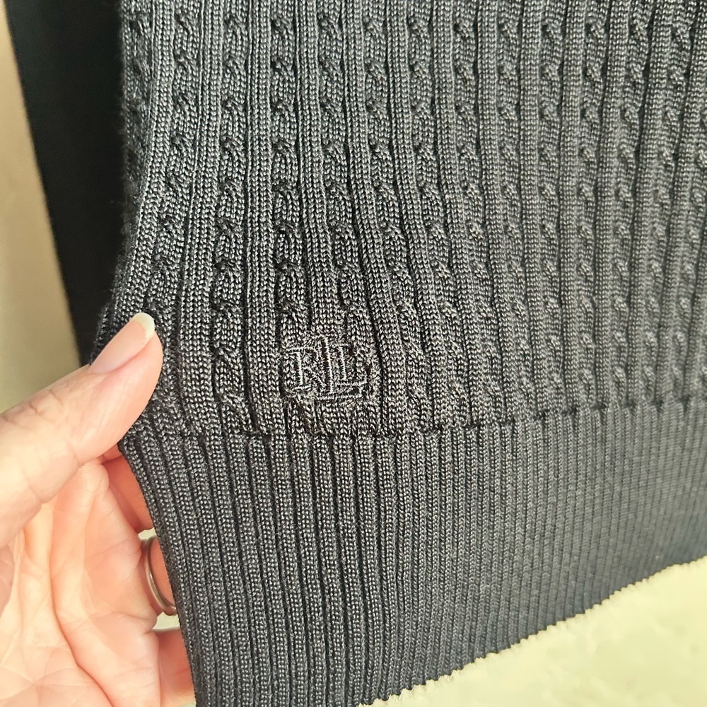 Lauren Ralph Lauren black Cable knit pullover sweater MP oldmoney classic office - Picture 3 of 9